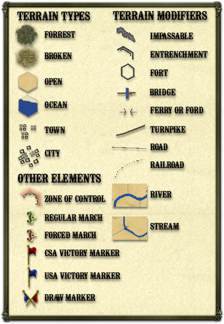 Hex elements Terrain types and modifers